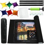 FELIZROCA 3000pc Jigsaw Puzzle Mat Roll Up, Black Felt, Classic Style, Portable, 39" x 39", 6+ Years