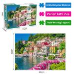 500 Piece Jigsaw Puzzle for Adults -Lake Como Scenery, Italy Jigsaw Puzzles 500 Pieces Puzzles for Adults-Finished Size 19.3" x 13.7"