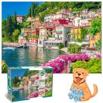 500 Piece Jigsaw Puzzle for Adults -Lake Como Scenery, Italy Jigsaw Puzzles 500 Pieces Puzzles for Adults-Finished Size 19.3" x 13.7"