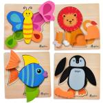 MAGIFIRE Wooden Puzzles for Toddlers 1-3 - 4-Pack Set - Shape Recognition Play & Wooden Toys for 1 Year Old - Festive Fun & Toddler Gifts