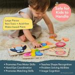 MAGIFIRE Wooden Puzzles for Toddlers 1-3 - 4-Pack Set - Shape Recognition Play & Wooden Toys for 1 Year Old - Festive Fun & Toddler Gifts