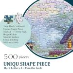 NorthKe 500 Piece Puzzle for Adults - Whis Cottage Unique Shape Pieces Jigsaw Puzzles Letters on Back Difficult Challenging Brain Exercise for Family Game Nights - Size 20" x 14.2"