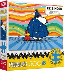 Ceaco - Peanuts - Puffer Coat - 500 Piece Jigsaw Puzzle – Oversized Pieces – Easy to Hold – EZ Hold