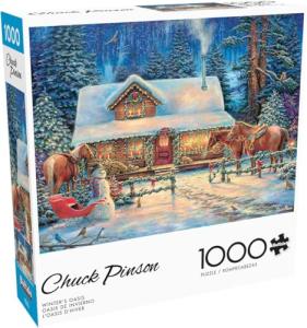 Buffalo Games – Chuck Pinson - Winter's Oasis - 1000 Piece Christmas Jigsaw Puzzle - Festive Puzzles for Adults – Precision-Cut Pieces, Festive Artwork, and Hours of Relaxing Fun