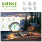 Blueforest Mountain Lake 500 Piece Puzzle for Adults - Log Cabin Panoramic Therapy Jigsaw Puzzle, Challenging Forest Landscape Framable Art Gift (23"x15")