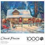 Buffalo Games – Chuck Pinson - Winter's Oasis - 1000 Piece Christmas Jigsaw Puzzle - Festive Puzzles for Adults – Precision-Cut Pieces, Festive Artwork, and Hours of Relaxing Fun