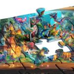 Dragon Puzzle for Adults 1000 Pieces, Magic Library Book Puzzles Nature Forest Animal, Fantasy Dinosaur Jigsaw Puzzle, Impossible Difficult Hard Challenge for Adult