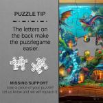 Dragon Puzzle for Adults 1000 Pieces, Magic Library Book Puzzles Nature Forest Animal, Fantasy Dinosaur Jigsaw Puzzle, Impossible Difficult Hard Challenge for Adult