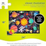Crocodile Creek 36-Piece Jigsaw Floor Puzzle - Fun Floor Puzzles for Kids Ages 3-5 - Heavy-Duty Shaped Box for Storage - Space Explorer - 27" W x 20" H Finished