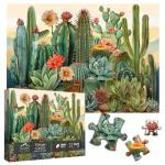 Vintage Cactus Plant Puzzles for Adults 1000 Pieces and up, PICKFORU Retro Succulents Puzzles as Home Decor, Flower Puzzle for Plant Lovers