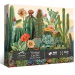 Vintage Cactus Plant Puzzles for Adults 1000 Pieces and up, PICKFORU Retro Succulents Puzzles as Home Decor, Flower Puzzle for Plant Lovers