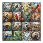 PICKFORU Stained Glass Puzzles for Adults 1000 Pieces, Bird Puzzles for Adults Flower with Cardinal Bird Parrot Hummingbird, Impossible Hard Challenging Jigsaw Puzzles for Adults