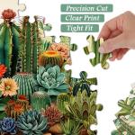 Vintage Cactus Plant Puzzles for Adults 1000 Pieces and up, PICKFORU Retro Succulents Puzzles as Home Decor, Flower Puzzle for Plant Lovers