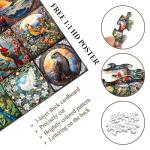 PICKFORU Stained Glass Puzzles for Adults 1000 Pieces, Bird Puzzles for Adults Flower with Cardinal Bird Parrot Hummingbird, Impossible Hard Challenging Jigsaw Puzzles for Adults