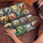 PICKFORU Stained Glass Puzzles for Adults 1000 Pieces, Bird Puzzles for Adults Flower with Cardinal Bird Parrot Hummingbird, Impossible Hard Challenging Jigsaw Puzzles for Adults