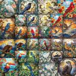 PICKFORU Stained Glass Puzzles for Adults 1000 Pieces, Bird Puzzles for Adults Flower with Cardinal Bird Parrot Hummingbird, Impossible Hard Challenging Jigsaw Puzzles for Adults