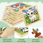 Wooden Puzzles for Toddlers, 9 Pieces Farm Jigsaw Puzzles for Kids Ages 3-5, Preschool Learning Activities, Learning & Educational Toys, Gifts for Boys, Girls Ages 3+