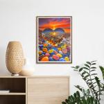 500 Piece Jigsaw Puzzle for Adults Heart-Shaped Sunset Beach Pebbles Colorful Stones Scenic Ocean View Puzzle Challenging 500pc Art Puzzle for Adults & Families (20x15 Inches)