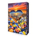 500 Piece Jigsaw Puzzle for Adults Heart-Shaped Sunset Beach Pebbles Colorful Stones Scenic Ocean View Puzzle Challenging 500pc Art Puzzle for Adults & Families (20x15 Inches)