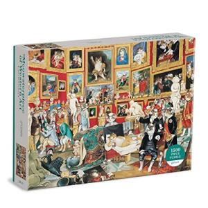 Galison Tribuna of The Uffizi Meowsterpiece of Western Art Puzzle, 1500 Pieces, 32” x 23.75” – Difficult Jigsaw Puzzle Featuring Amusing Cat Illustration – Challenging Family Activity