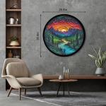 Magic Forest Puzzles for Adults 1000 Pieces, Nature Round Tree Mountain River Sunset Landscape Puzzle, Colorful Paper Cut Art Puzzle, Difficult Hard Challenge Jigsaw Puzzle