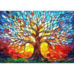 500 Piece Puzzles for Adults Stained Glass Tree of Life Puzzle for Adults Colorful Mosaic Jigsaw Puzzles 500 Pieces with Letters on Back Hard Impossible Difficult Challenging Family Puzzle(21"x15")