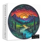 Magic Forest Puzzles for Adults 1000 Pieces, Nature Round Tree Mountain River Sunset Landscape Puzzle, Colorful Paper Cut Art Puzzle, Difficult Hard Challenge Jigsaw Puzzle