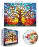 500 Piece Puzzles for Adults Stained Glass Tree of Life Puzzle for Adults Colorful Mosaic Jigsaw Puzzles 500 Pieces with Letters on Back Hard Impossible Difficult Challenging Family Puzzle(21"x15")