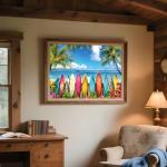 2000 Piece Jigsaw Puzzle for Adults – Vibrant Surfboard and Palm Tree Beach Scene – Fun and Challenging Puzzle Game, Tropical Artwork, Gift for Adults, Home Decor, Family Entertainment (39" x 28")