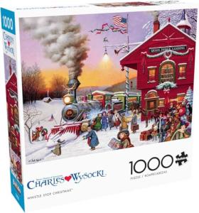 Buffalo Games – Charles Wysocki - Whistle Stop Christmas- 1000 Piece Holiday Jigsaw Puzzle - Festive Puzzles for Adults – Precision-Cut Pieces, Winter Artwork, Hours of Relaxing Fun