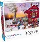Buffalo Games – Charles Wysocki - Whistle Stop Christmas- 1000 Piece Holiday Jigsaw Puzzle - Festive Puzzles for Adults – Precision-Cut Pieces, Winter Artwork, Hours of Relaxing Fun