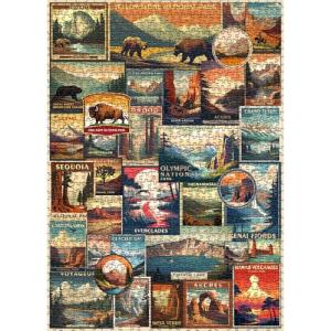 Vintage National Parks Puzzle for Adults 1000 Pieces, Travel Poster Landscape Puzzle Including Yellowstone Zion Acadia Yosemite, Nature Jigsaw Puzzles Scenery Mountain Scene