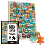 National Parks Puzzle for Adults 500 Pieces, Hand-Drawn Illustrations of National Parks, Zion, Yellowstone, Yosemite, Beautiful Nature Landscape Puzzle (No Frame, 36x50cm)