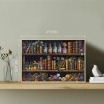 Magic Bookshelf Puzzles for Adults 1000 Pieces, Vintage Book Wildflower Pages Jigsaw Puzzle 1000 Pieces, Plant Floral Potion Mushroom Puzzle, Retro Challenging Hard Puzzle for Book Lovers