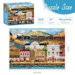 500 Pieces Puzzle for Adults, Retro Train jigsaw puzzles for adults, Countryside Town Jigsaw Puzzle 500 Pieces for Adults Kids Seniors, Challenging Game Home Decor Birthday Party Gift Toy 20.5 * 15 in