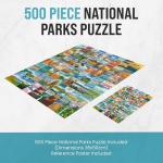 National Parks Puzzle for Adults 500 Pieces, Hand-Drawn Illustrations of National Parks, Zion, Yellowstone, Yosemite, Beautiful Nature Landscape Puzzle (No Frame, 36x50cm)