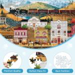 500 Pieces Puzzle for Adults, Retro Train jigsaw puzzles for adults, Countryside Town Jigsaw Puzzle 500 Pieces for Adults Kids Seniors, Challenging Game Home Decor Birthday Party Gift Toy 20.5 * 15 in