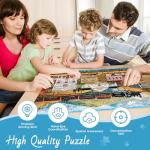 500 Pieces Puzzle for Adults, Retro Train jigsaw puzzles for adults, Countryside Town Jigsaw Puzzle 500 Pieces for Adults Kids Seniors, Challenging Game Home Decor Birthday Party Gift Toy 20.5 * 15 in