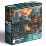 Prime Time Puzzles 1000 Piece Jigsaw Puzzle for Adults - Mountain Cabin by a Lake - Challenging Puzzle Perfect for Game Nights - 1000 Piece for Adults. 20x27 inches