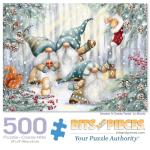 Bits and Pieces 500 Piece Puzzles for Adults - Large 18" x 24" Jigsaw Puzzles 500 Pieces Christmas Winter Fantasy, No 2 Pieces Alike, Gnomes in Snowy Forest