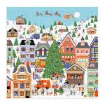 Galison Merryville – 500 Piece Holly Maguire Foil Jigsaw Puzzle Featuring Beautiful Illustrations of A ​Holiday Town During Wintertime Festivities (Amazon Exclusive)