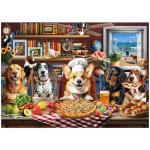 BenBen Puzzles for Adults 1000 Pieces, Dogs' Dinner Party, Dog Jigsaw Puzzle with Letters on Back, Funny Animal Puzzle, Challenging Puzzles for Family Game Night, Home Décor