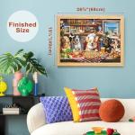 BenBen Puzzles for Adults 1000 Pieces, Dogs' Dinner Party, Dog Jigsaw Puzzle with Letters on Back, Funny Animal Puzzle, Challenging Puzzles for Family Game Night, Home Décor