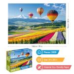 2000 Piece Puzzle for Adults – Colorful Hot Air Balloons Over Tulip Fields & Mountains – Vibrant Nature Jigsaw Puzzle – Challenging for Adults, Families & Puzzle Lovers – 39" x 28"