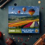 2000 Piece Puzzle for Adults – Colorful Hot Air Balloons Over Tulip Fields & Mountains – Vibrant Nature Jigsaw Puzzle – Challenging for Adults, Families & Puzzle Lovers – 39" x 28"