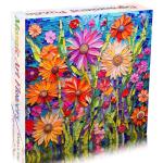 Bgraamiens-Mosaic Art Flowers-1000 Pieces Puzzle for Adults, Stained Glass Jigsaw with Flowers, Impossible Puzzle Color Challenge Hard Puzzles for Adults