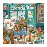 Galison Bookshop Afternoon – 500 Piece Foil Puzzle Fun and Challenging Activity with Bright and Bold Bookshop Themed Artwork for Adults and Families