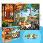 2000 Piece Puzzle for Adults, Romantic Paris Street Scene with Eiffel Tower, Carousel, and Café, Challenging Jigsaw Puzzle Gift for Travel and Art Lovers, Finished Size 39" x 28"