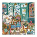 Galison Bookshop Afternoon – 500 Piece Foil Puzzle Fun and Challenging Activity with Bright and Bold Bookshop Themed Artwork for Adults and Families