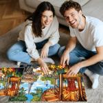 2000 Piece Puzzle for Adults, Romantic Paris Street Scene with Eiffel Tower, Carousel, and Café, Challenging Jigsaw Puzzle Gift for Travel and Art Lovers, Finished Size 39" x 28"